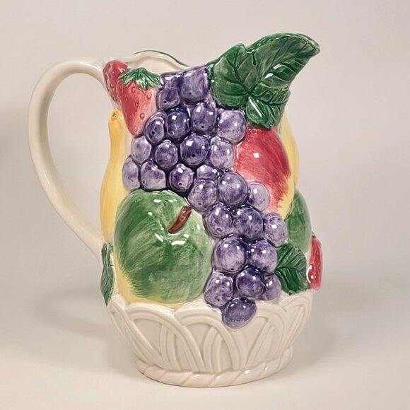 Vintage Ogatari Fruit Embossed Pitcher – Large 8" Version – Made in Japan - Picture 8 of 11